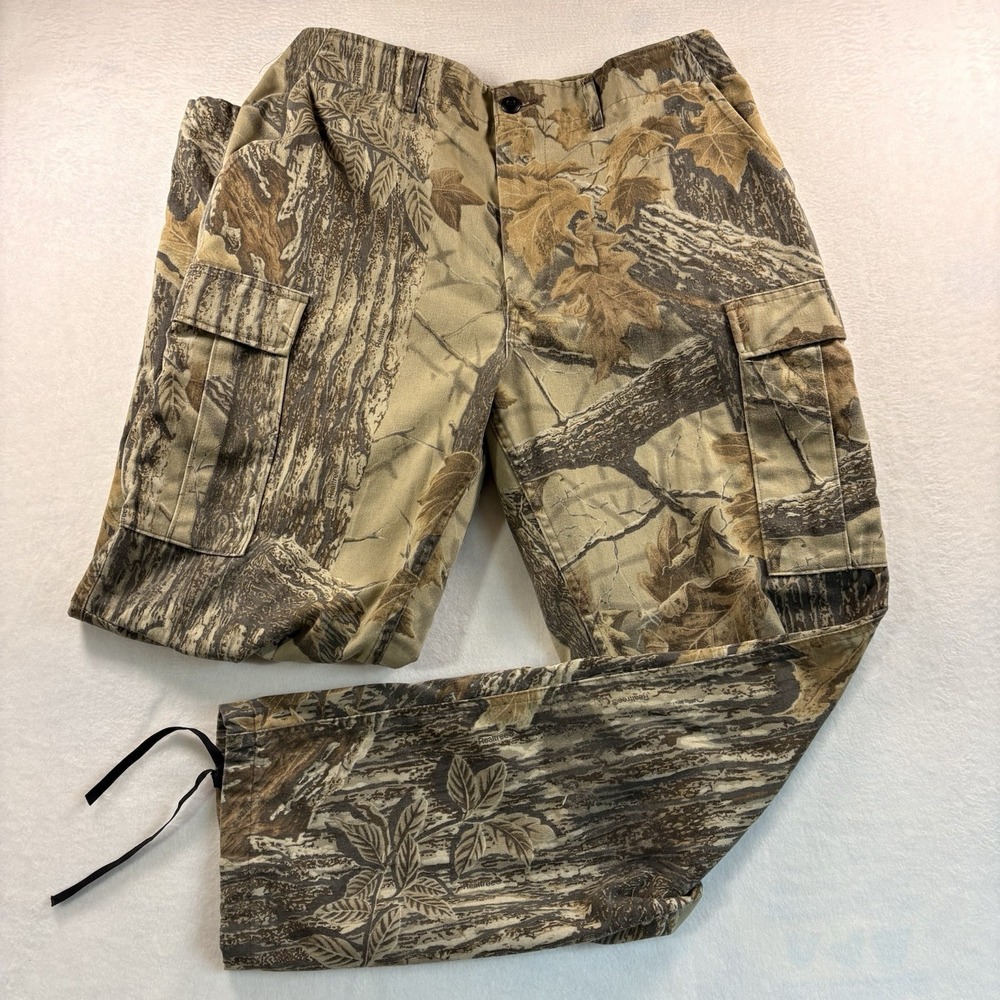 VTG Rattlers Brand Pants Mens Realtree Camo Cargo Hunting Utility USA Size Large